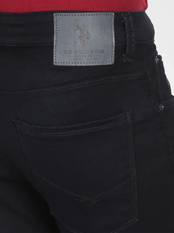 U S POLO ASSN solid black slim fit denim jeans