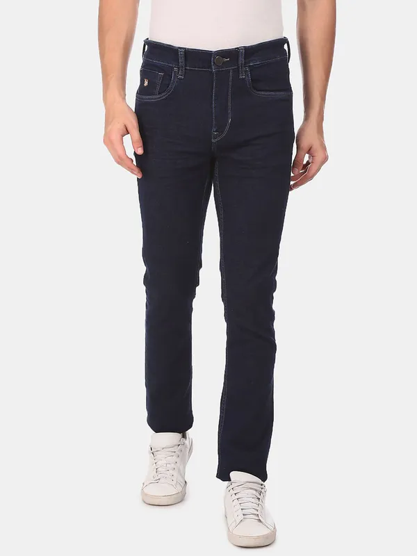U S Polo Assn solid navy slim fit mens jeans