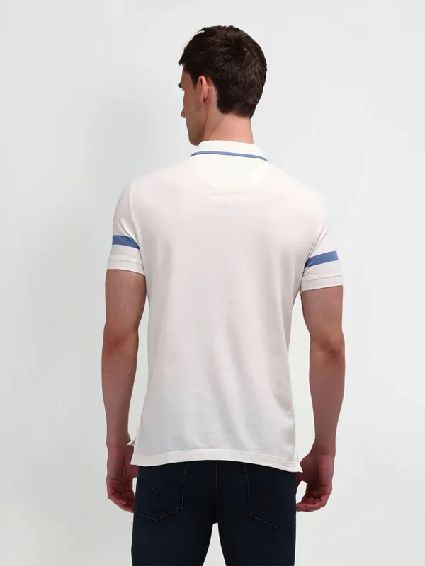 U S POLO ASSN stripe cream cotton slim fit t-shirt