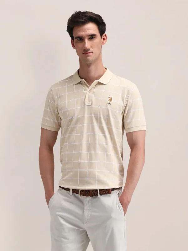 U S POLO ASSN stripe cream cotton t-shirt