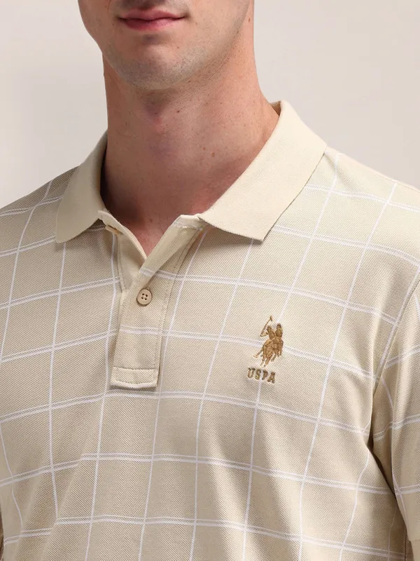 U S POLO ASSN stripe cream cotton t-shirt