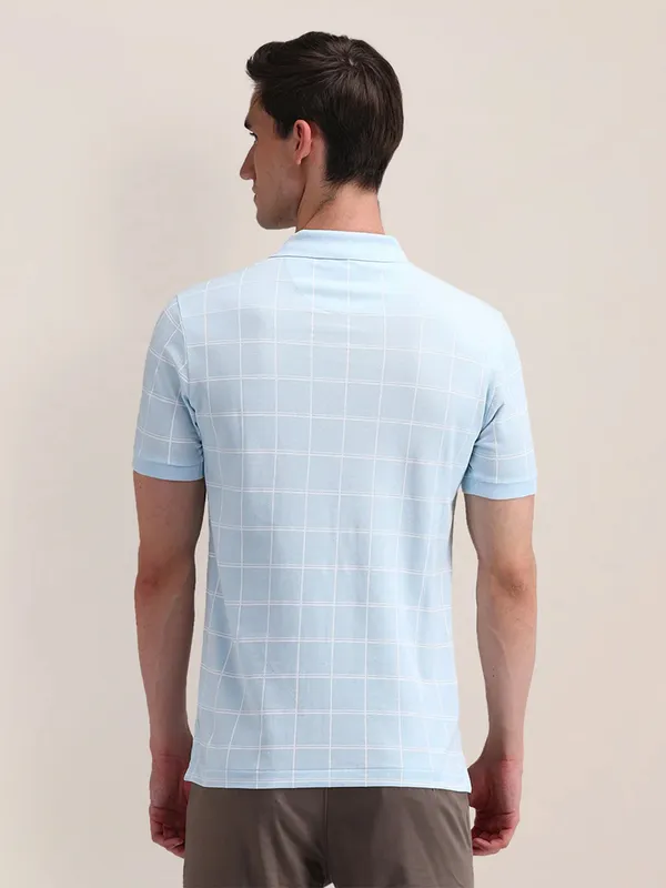 U S POLO ASSN stripe sky blue cotton slim fit t-shirt