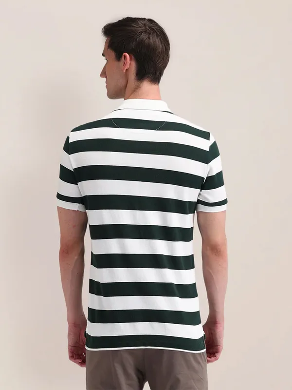 U S POLO ASSN stripe white and black cotton t-shirt
