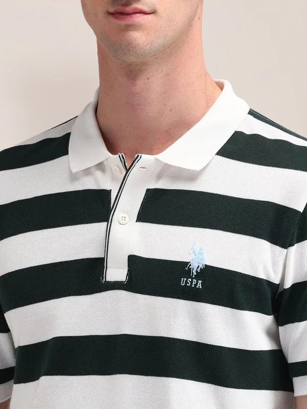 U S POLO ASSN stripe white and black cotton t-shirt
