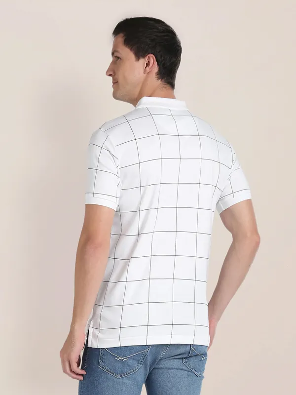 U S POLO ASSN white checks t shirt