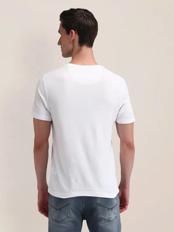 U S POLO ASSN white color block pattern cotton t-shirt