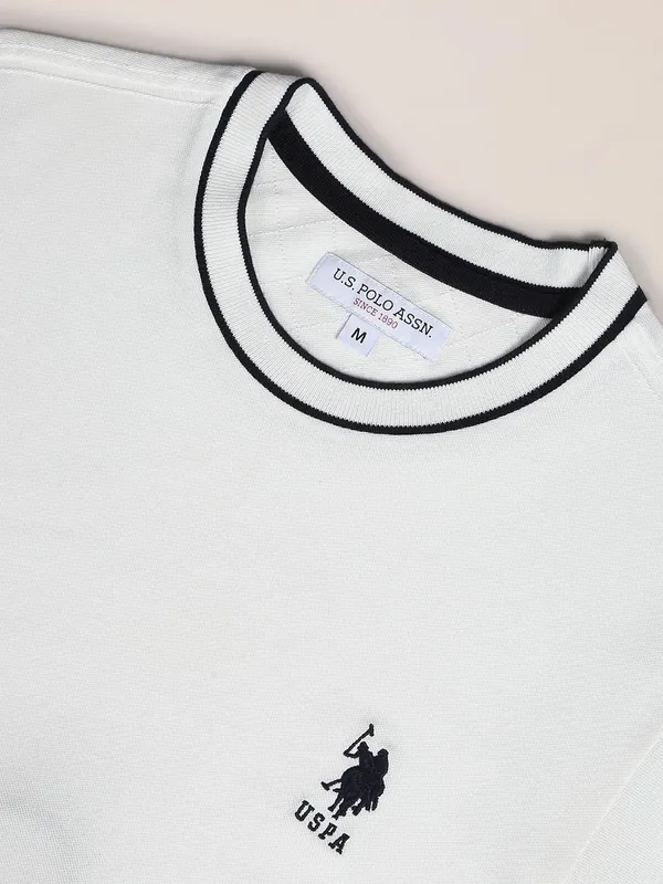 U S POLO ASSN white cotton casual t shirt