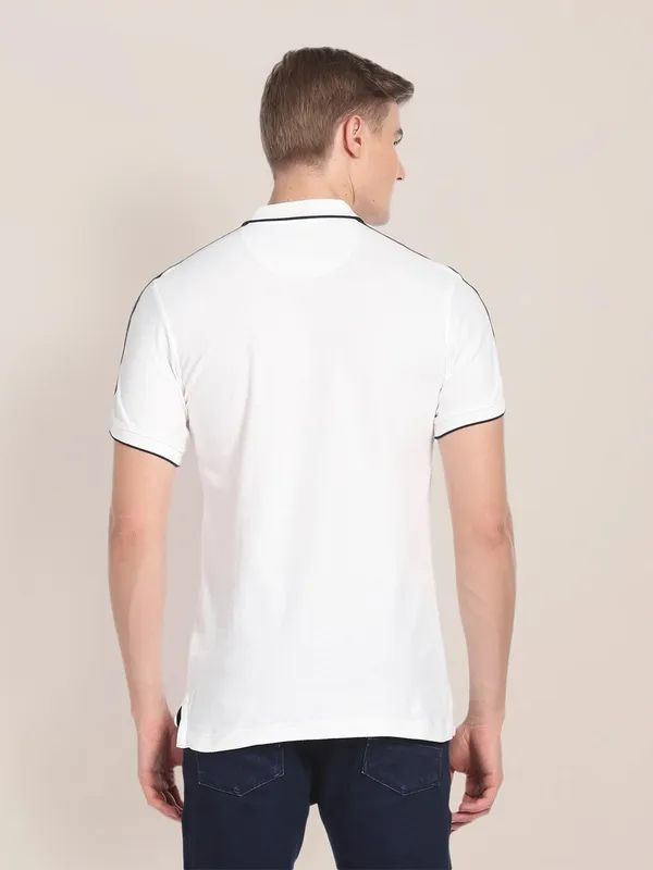 U S POLO ASSN white cotton polo neck t shirt