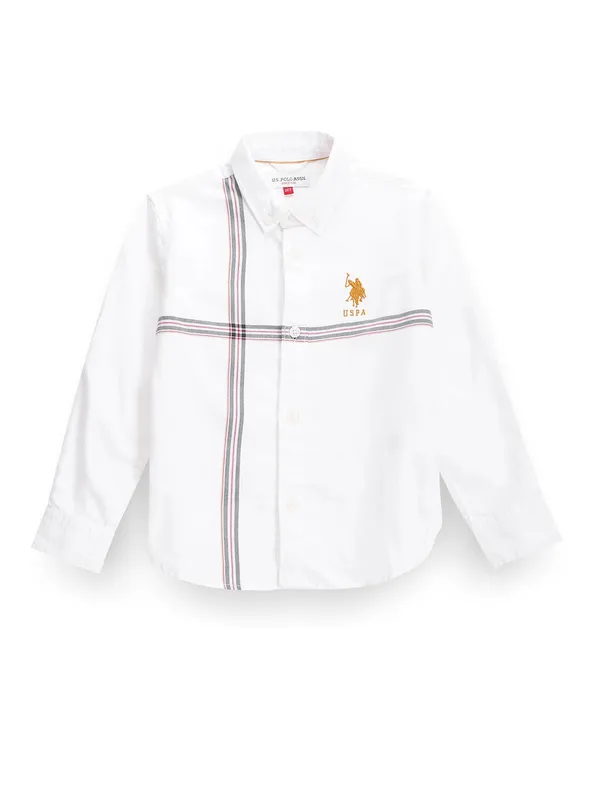 U S POLO ASSN white cotton shirt for boys