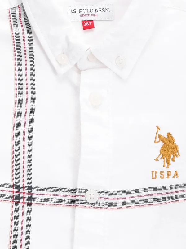 U S POLO ASSN white cotton shirt for boys