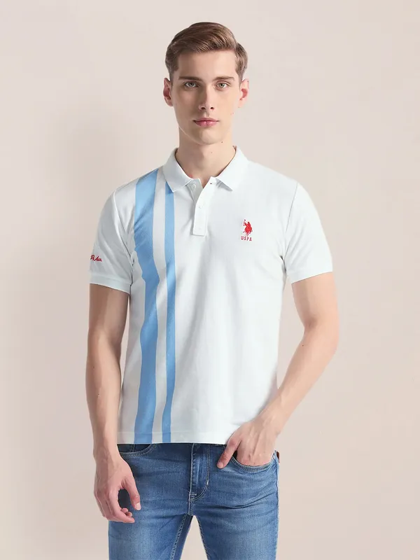 U S POLO ASSN white cotton slim fit t-shirt