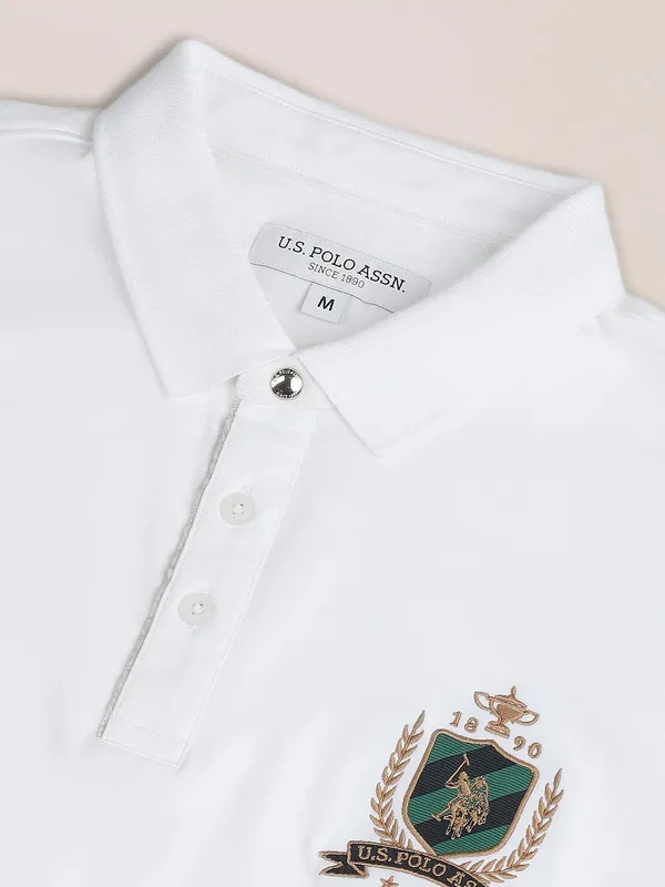 U S POLO ASSN white plain cotton t-shirt
