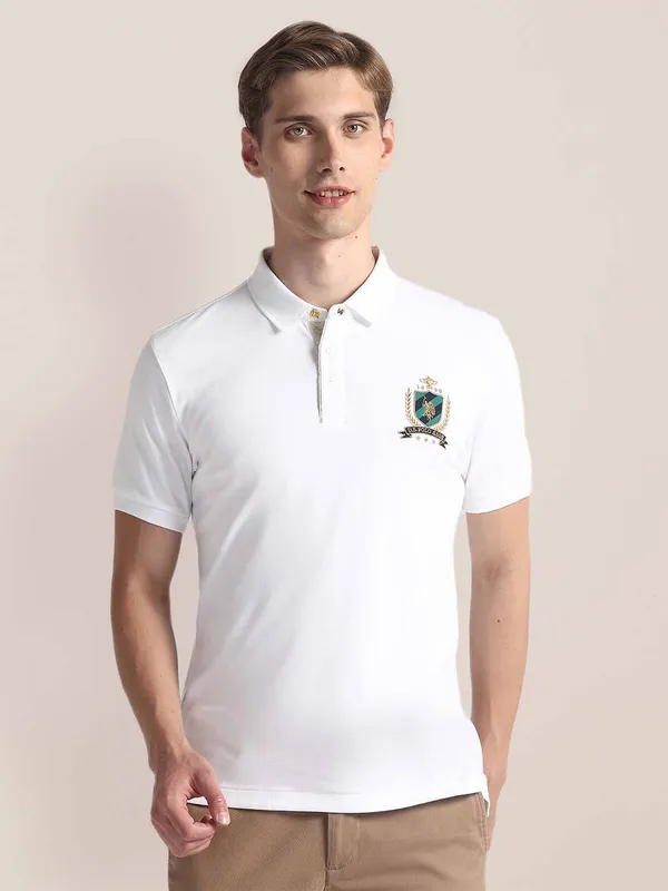 U S POLO ASSN white plain cotton t-shirt