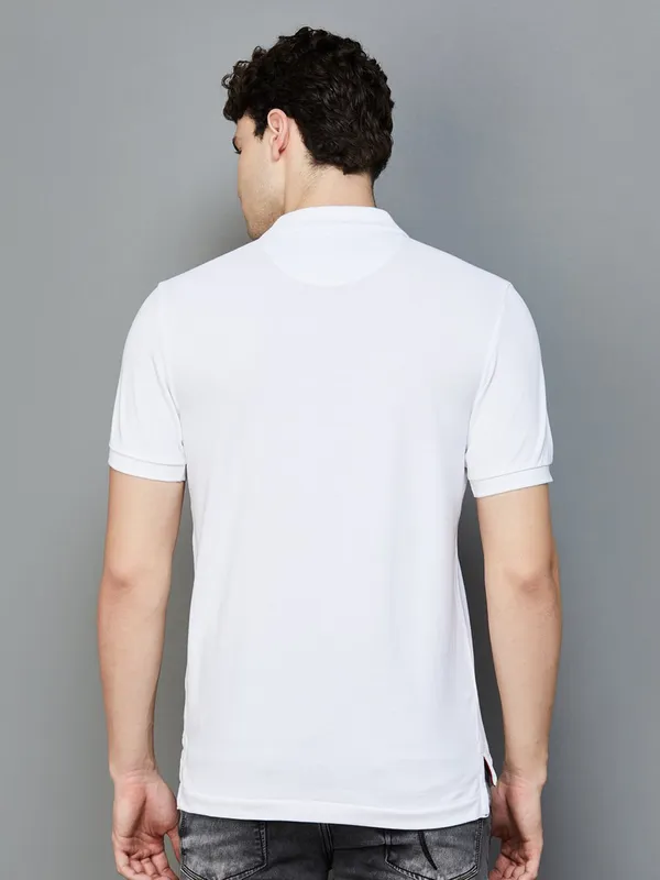U S POLO ASSN white polo neck t shirt in printed