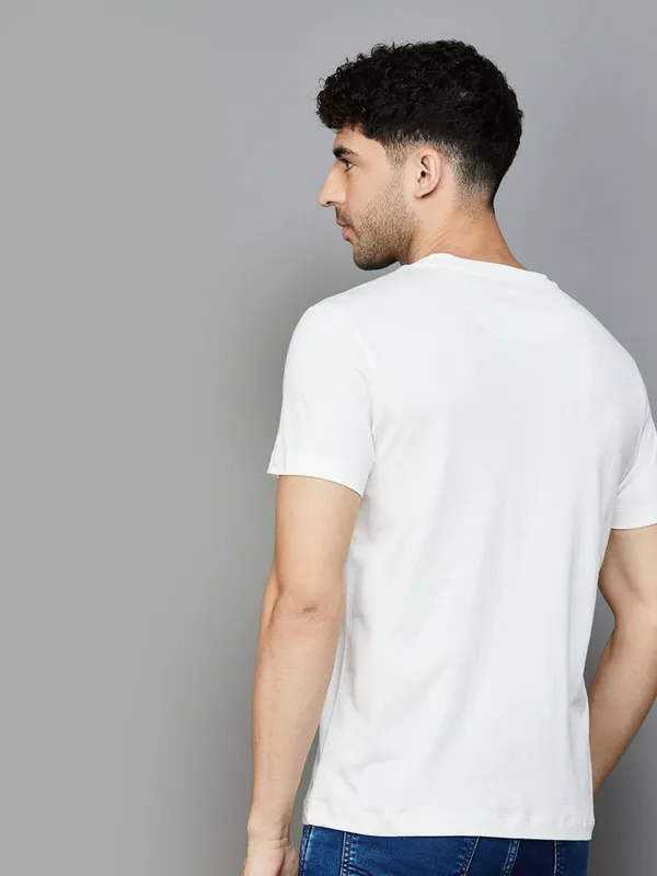 U S POLO ASSN white round neck cotton t-shirt