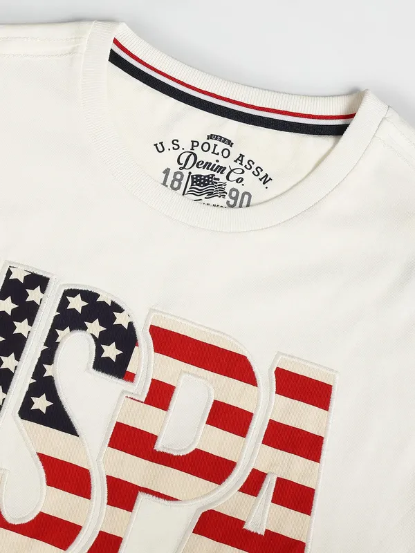 U S POLO ASSN white round neck t shirt