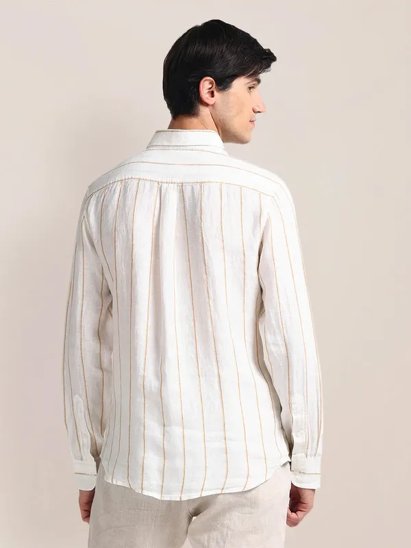 U S POLO ASSN white stripe cotton casual shirt