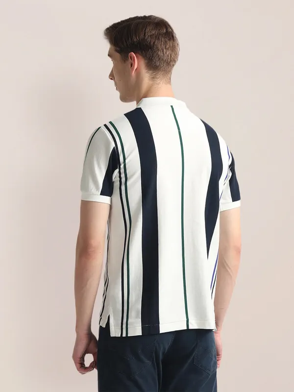 U S POLO ASSN white stripe cotton t-shirt