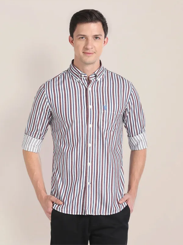 U S POLO ASSN white stripe shirt
