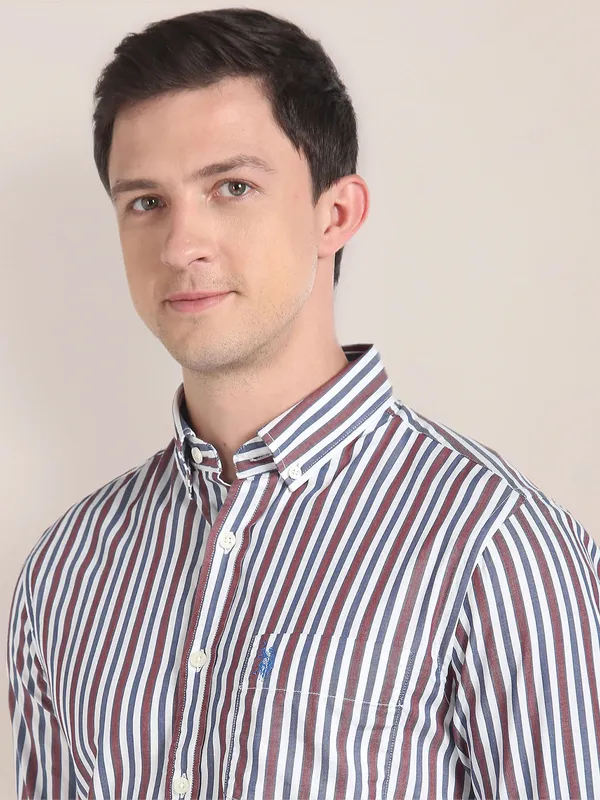 U S POLO ASSN white stripe shirt
