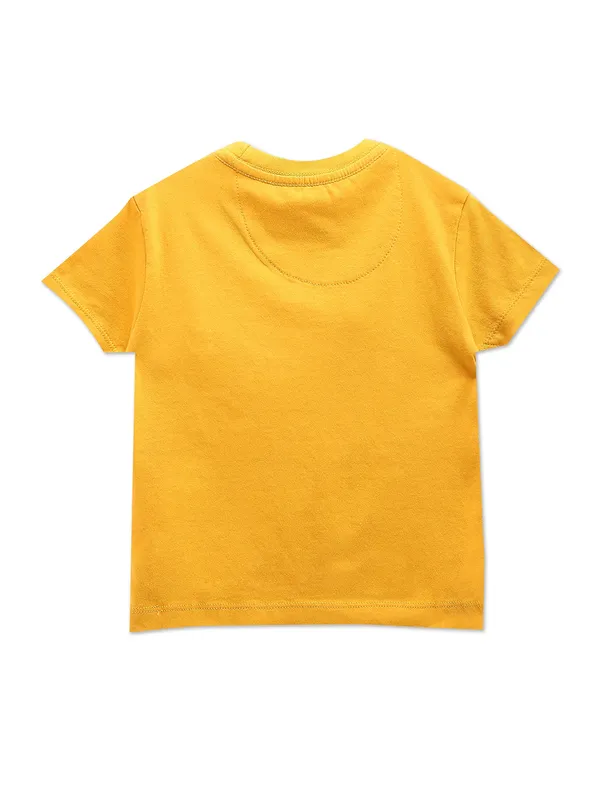U S POLO ASSN yellow cotton printed t shirt