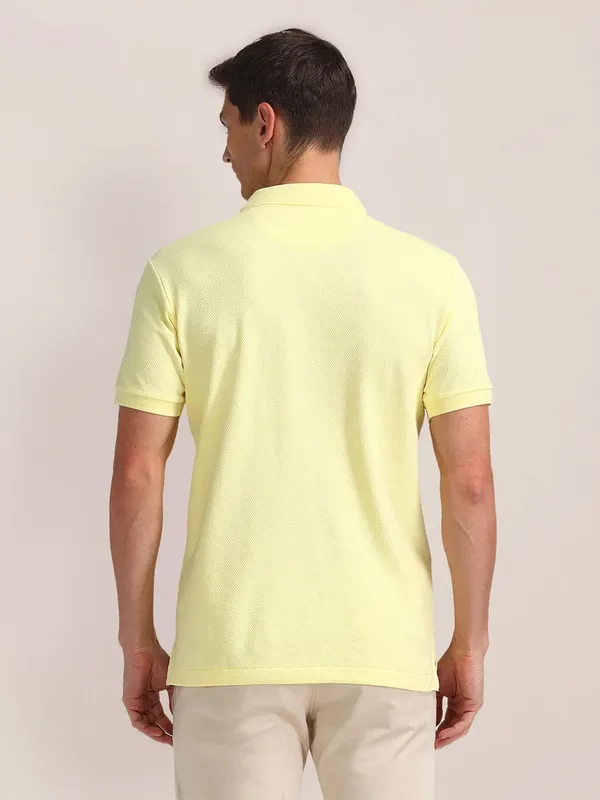 U S POLO ASSN yellow plain cotton t-shirt
