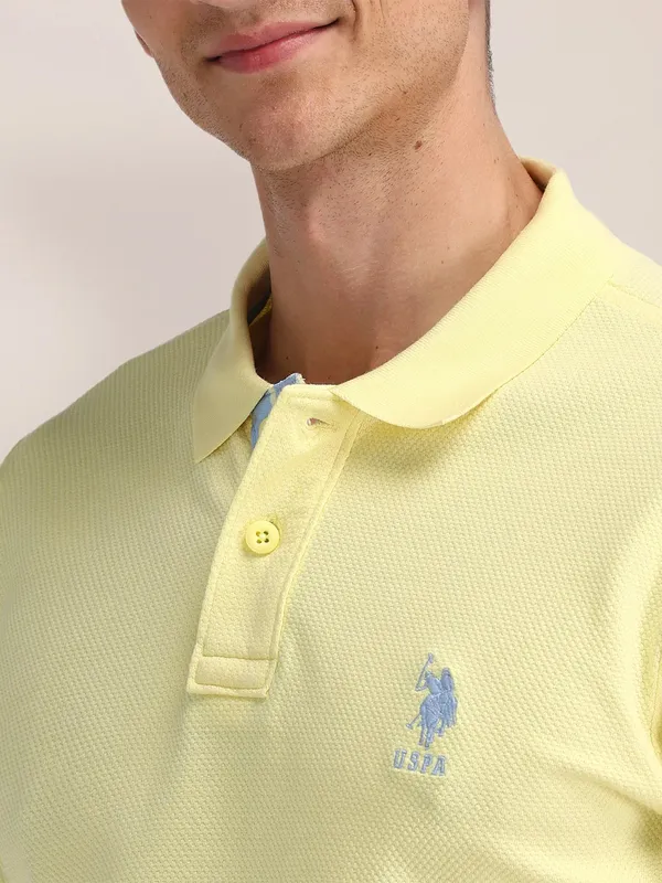 U S POLO ASSN yellow plain cotton t-shirt