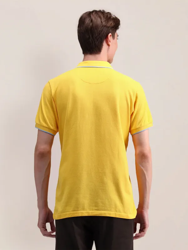 U S POLO ASSN yellow plain cotton t-shirt for men