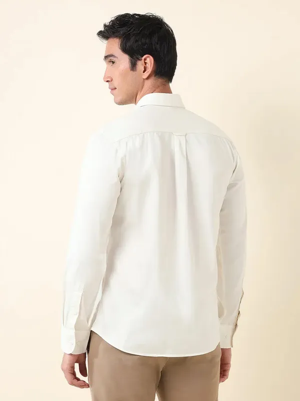 U S POLO beige striped casual wear mens shirt