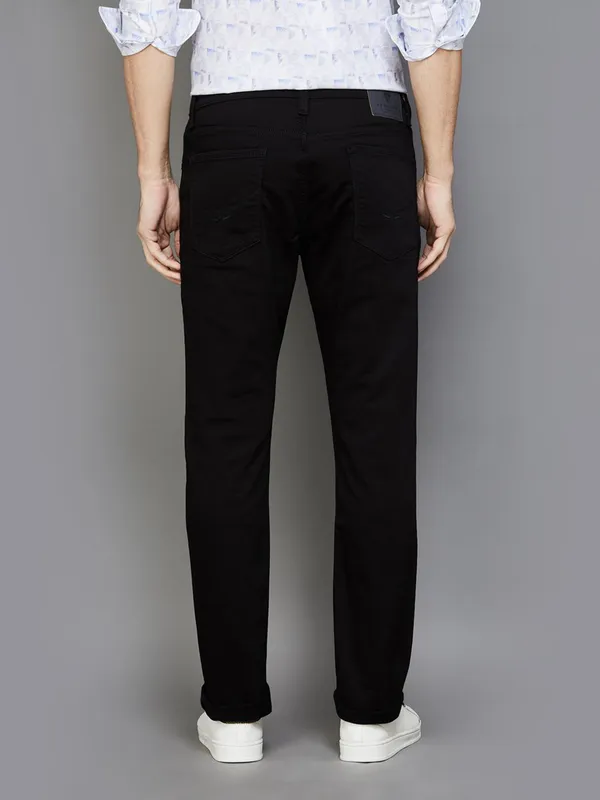 U S POLO  black solid denim slim tapered fit