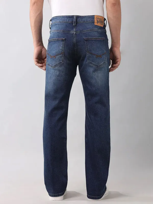 U S POLO blue straight fit washed denim jeans