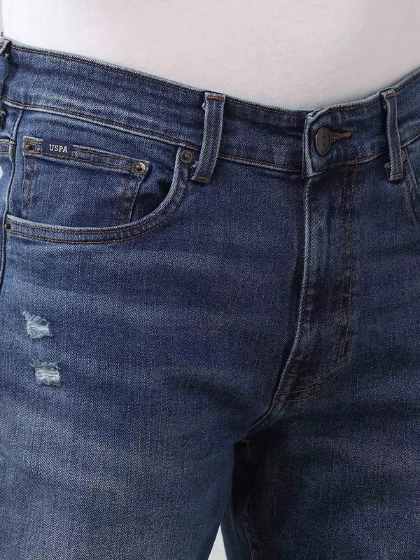 U S POLO blue straight fit washed denim jeans