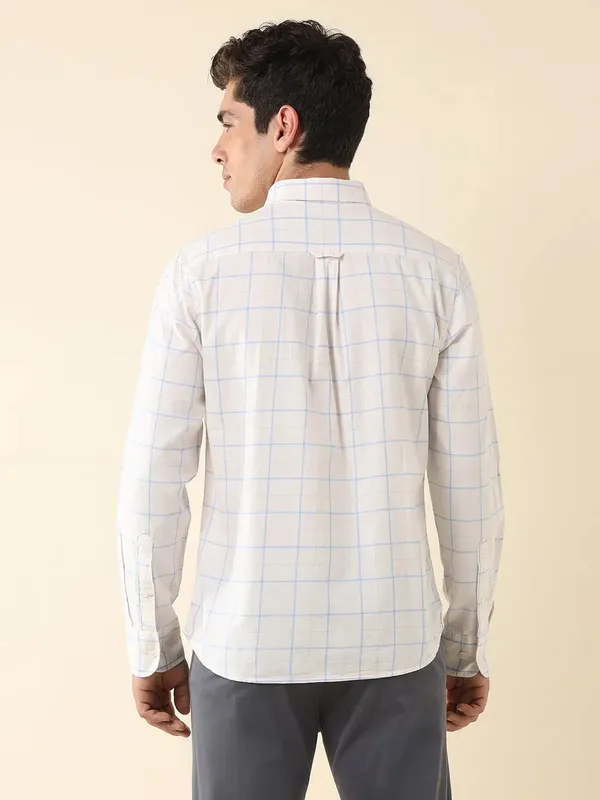 U S POLO ecru beige casual wear flannel shirt for men