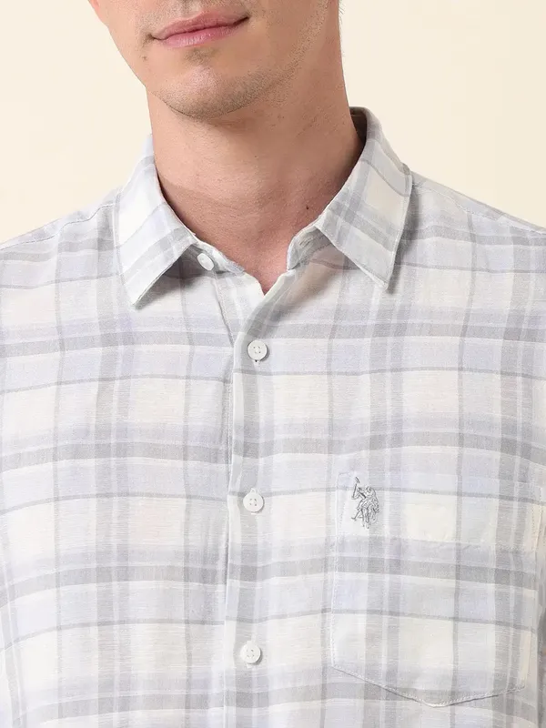 U S POLO grey checkered casual wear mens shirt