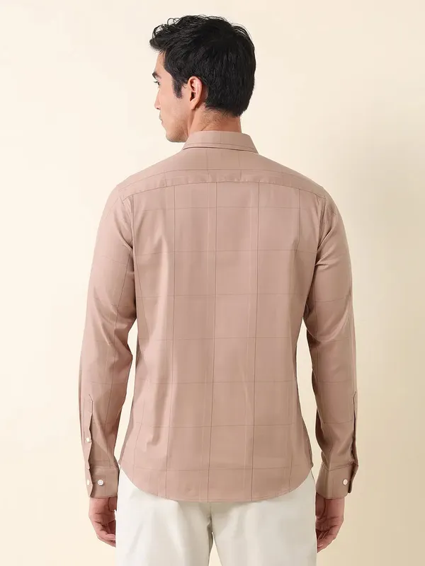 U S POLO light brown checkered slim fit shirt