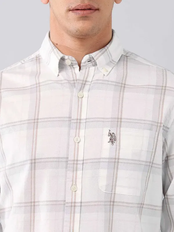 U S POLO light olive flannel casual shirt for men