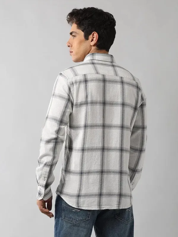 U S POLO off white flannel casual shirt for men