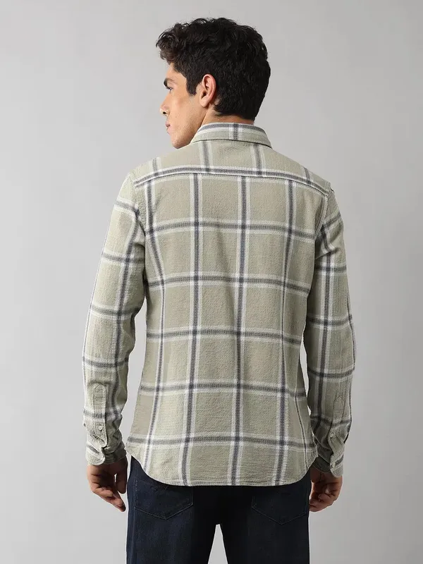 U S POLO olive flannel casual shirt for men
