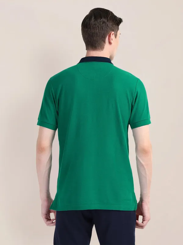 U S POLO plain green cotton slim t-shirt