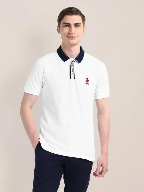 U S POLO plain white cotton t-shirt