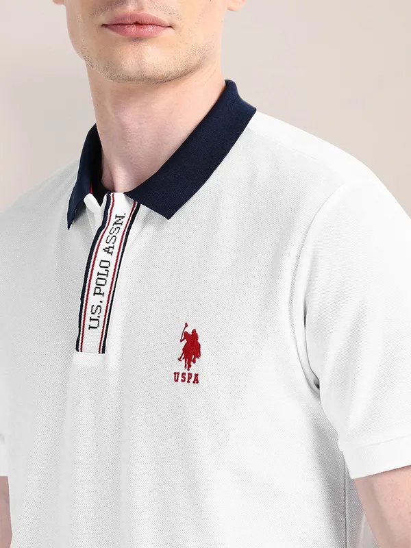 U S POLO plain white cotton t-shirt