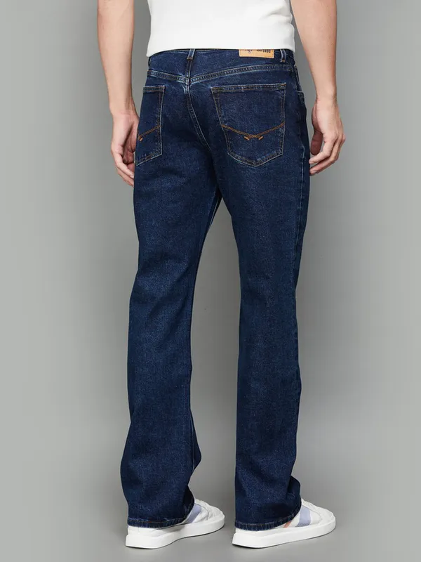 U S POLO solid blue straight fit denim jeans