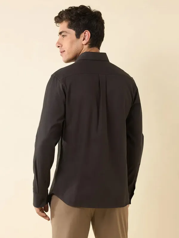 U S POLO solid choco brown casual wear cotton shirt