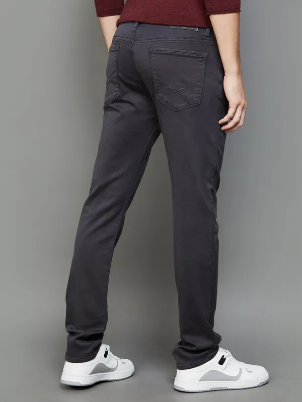 U S POLO solid grey denim slim tapered