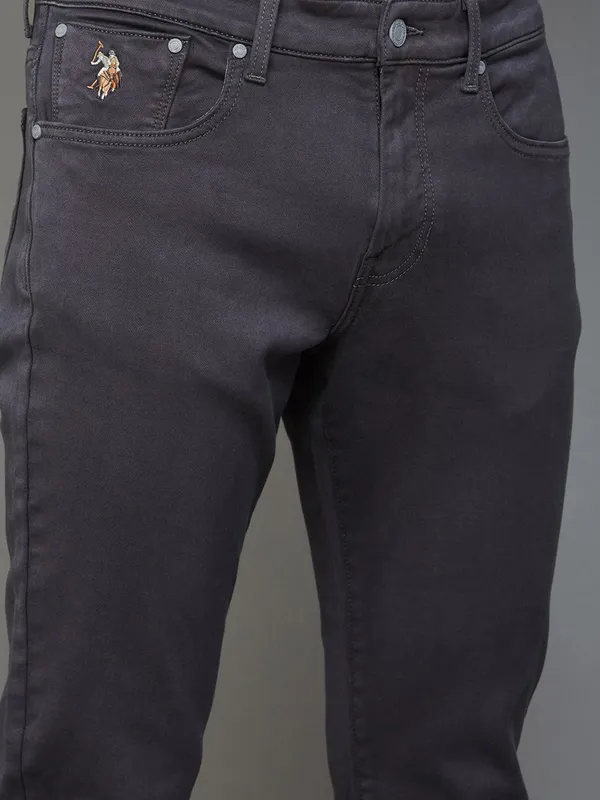 U S POLO solid grey denim slim tapered