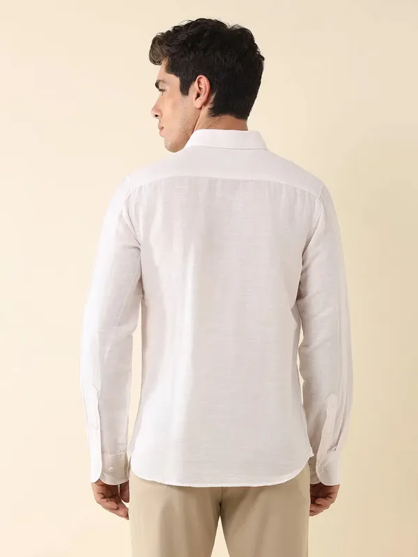 U S POLO solid light pink cotton casual wear shirt