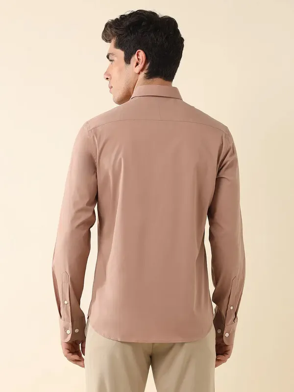 U S POLO solid peach classic casual wear shirt