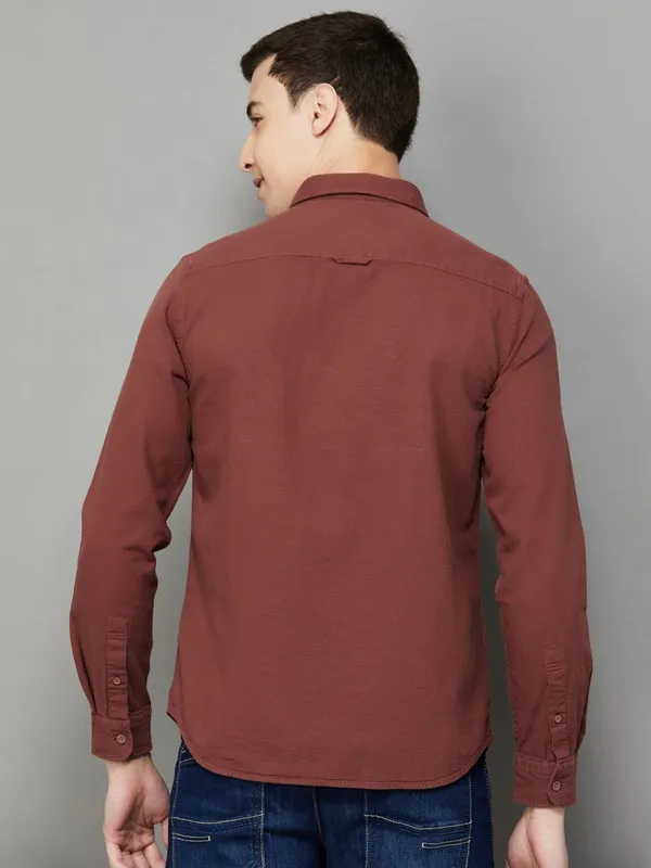 U S POLO solid rust red classic casual shirt