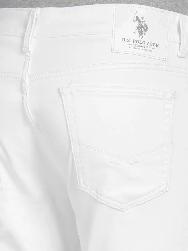 U S POLO solid white slim taper fit denim for men