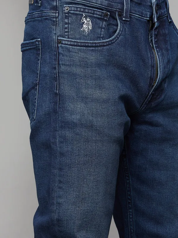 U S POLO straight fit washed blue denim jeans